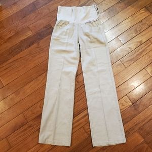 Jolt Linen Blend Maternity Pants Trousers Inseam 32" Tan Drawstring Sz 1/S-M